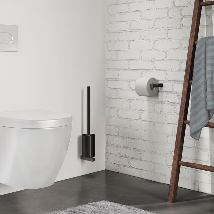 Zack Escobillero WC Pared Negro Carvo Diámetro 9 cm